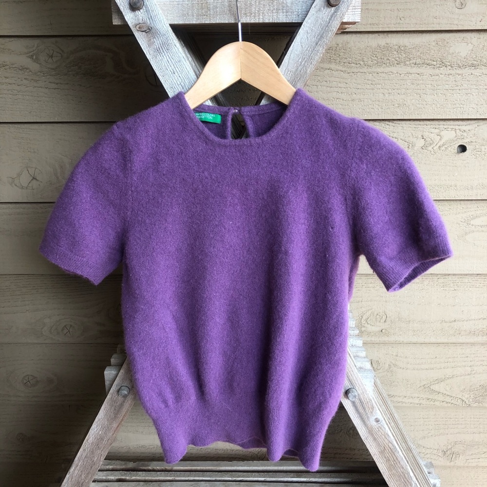 Purple Pearl Wool Angora Crop Sweater